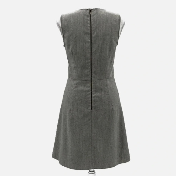 Theory Afila Eprus Herringbone Stretch Wool Sleeveless Sheath Dress Grey- Size 4 - Picture 3 of 6